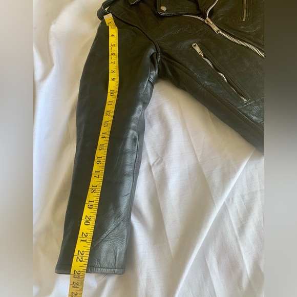 Vintage Leather 2000 Black Genuine Leather Moto Biker Jacket with Belt - Picture 10 of 12